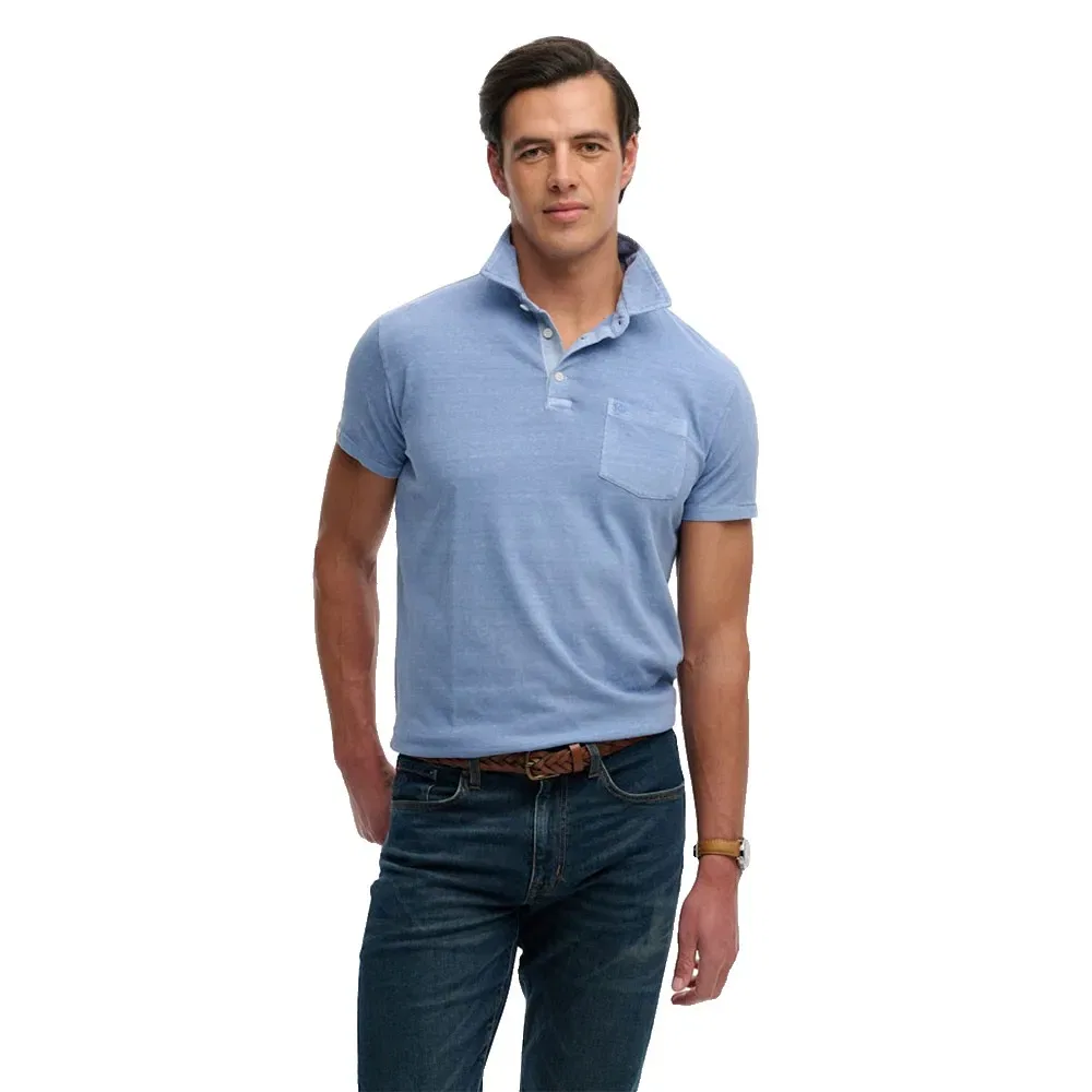 Мужское поло с коротким рукавом Classic Cotton Linen Superdry, Blue