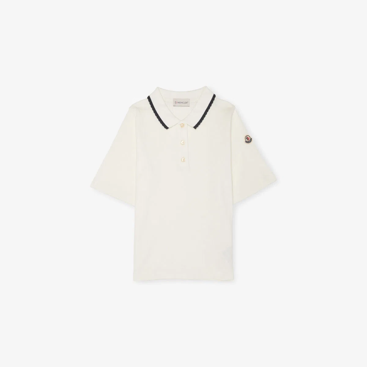 Хлопковая рубашка-поло ажурной вязки, возраст 4-14 лет Moncler, натуральный