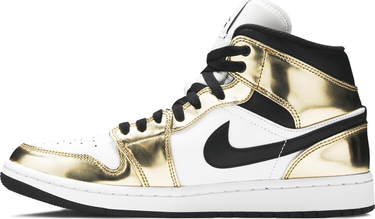 Кроссовки Air Jordan 1 Mid SE Metallic Gold, золотой — фото 3