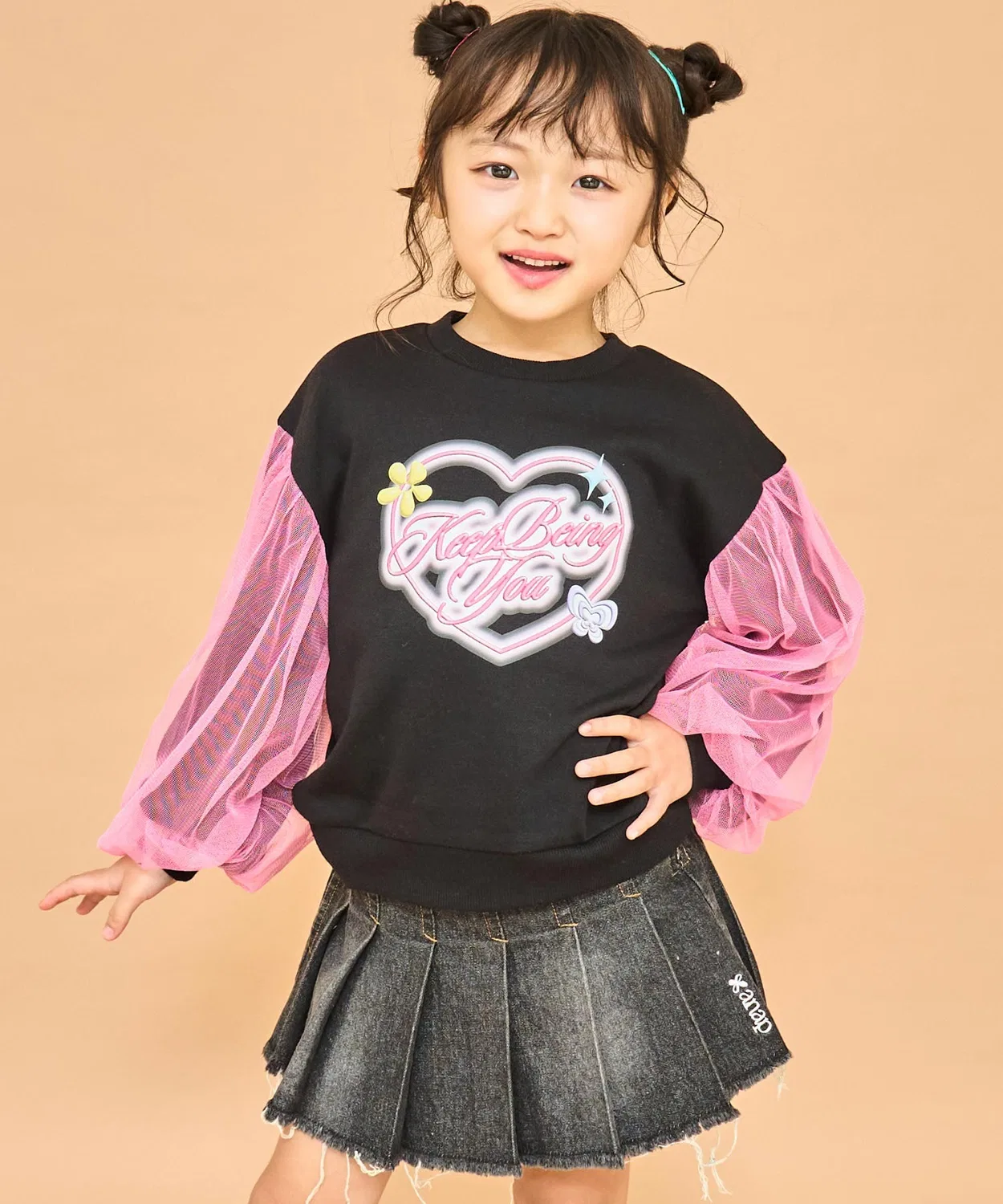 Детский свитшот для девочек с длинным рукавом с принтом ANAP kids, Black