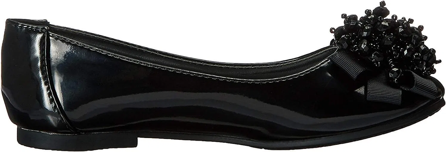 Детские балетки для девочек с жемчужным бантом Swea Pea & Lilli, Black Patent — фото 3