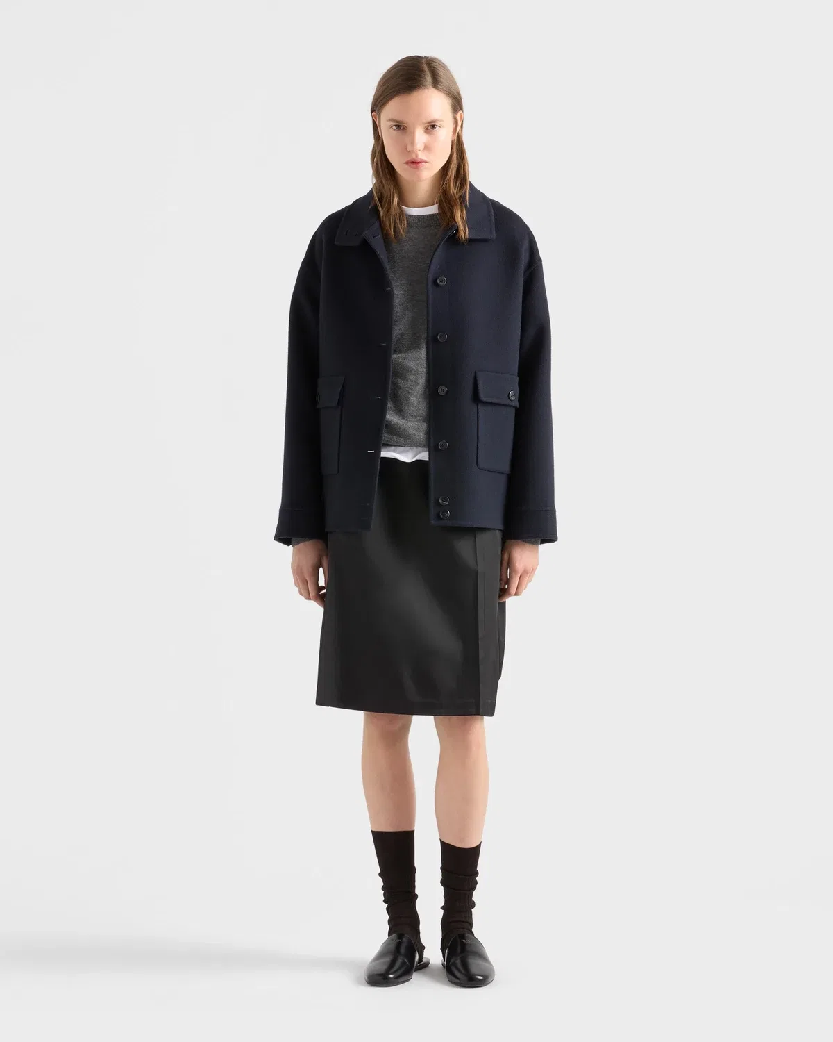 Юбка А-силуэта из нейлона Prada, черный — фото 2