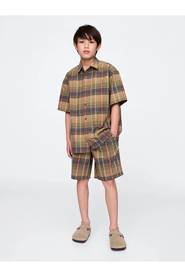 Детская рубашка для мальчиков с принтом Relaxed Checkered Shirt Gap, Multicolor-000 — фото 3