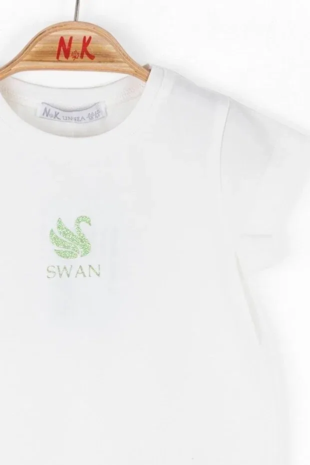 Детская футболка для девочек с принтом с коротким рукавом Nk Kids, White — фото 2