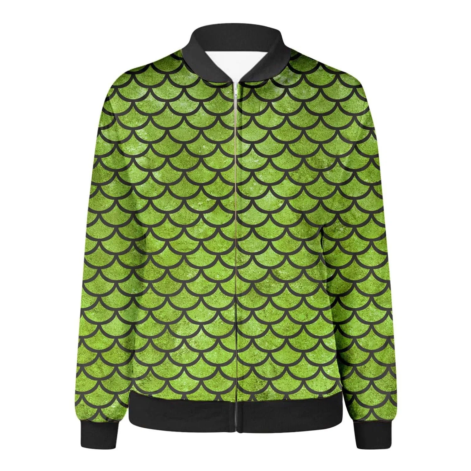 Женская куртка с принтом чешуи, модель bomber, Verde Chiaro — фото 4