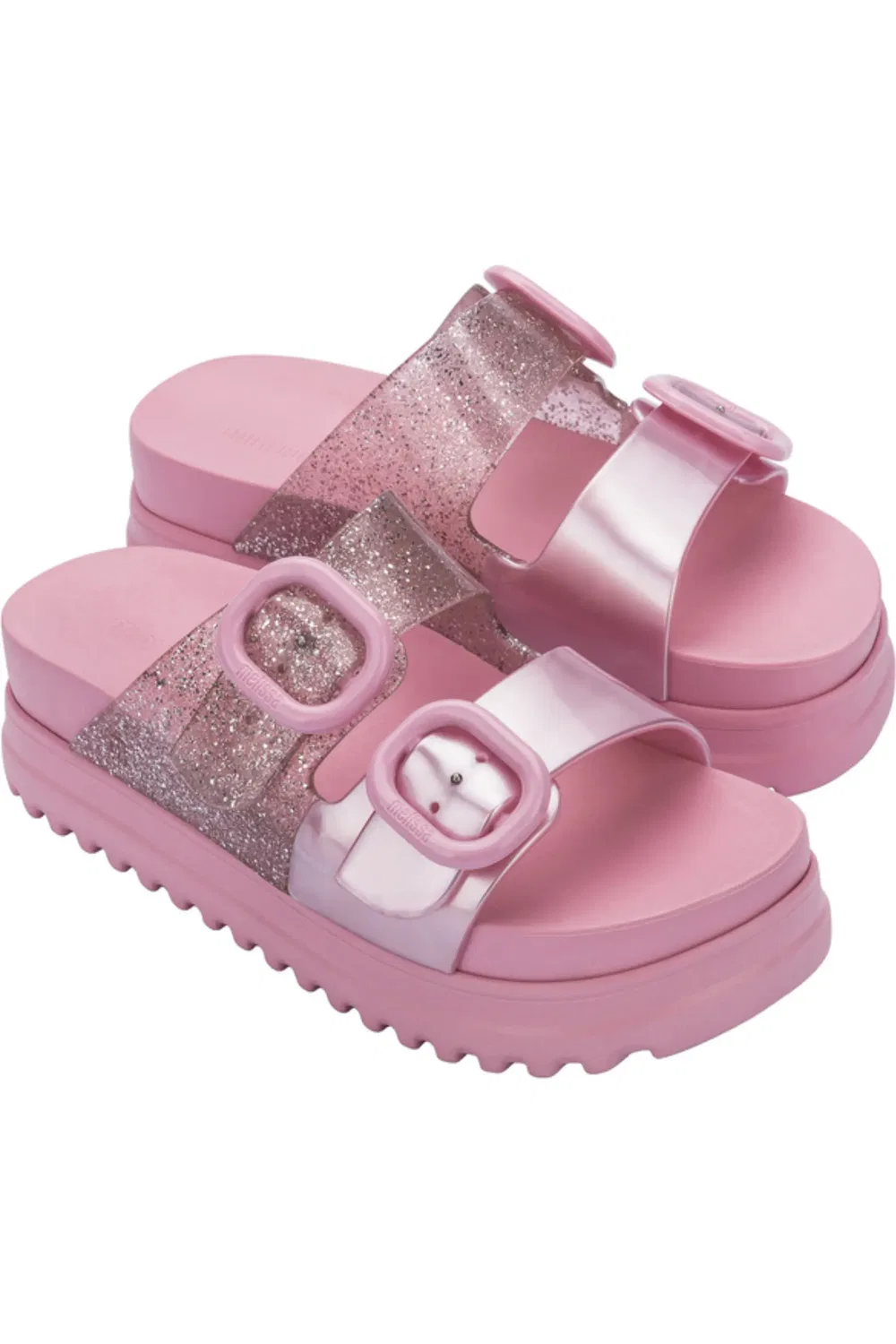 Детские сандалии платформа с зубчатым протектором Cozy Platform Mini Melissa, Pink/Glitter Pink