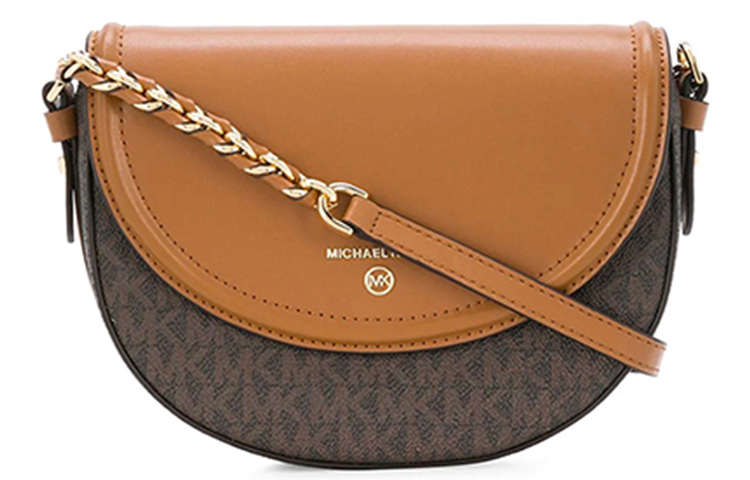 

MICHAEL KORS Сумка-седло Jet Set Charm из кожи, женская, среднего размера, темно-коричневого и желудь коричневого цвета