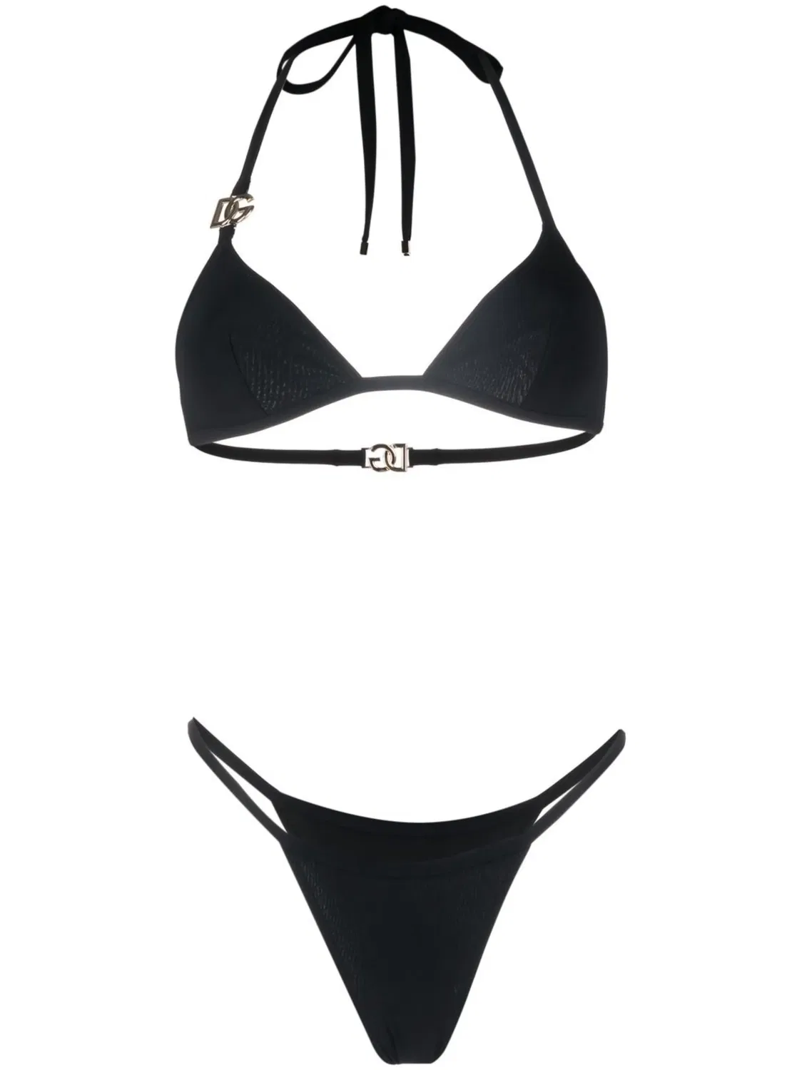 Бикини с вырезом халтер и логотипом Dolce & Gabbana, черный