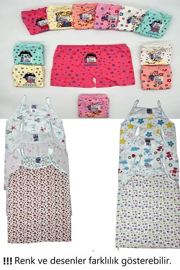 Детский комплект нижнего белья для девочек хлопковый 12-Piece girl's undershirt boxer set Pierles, Mixed