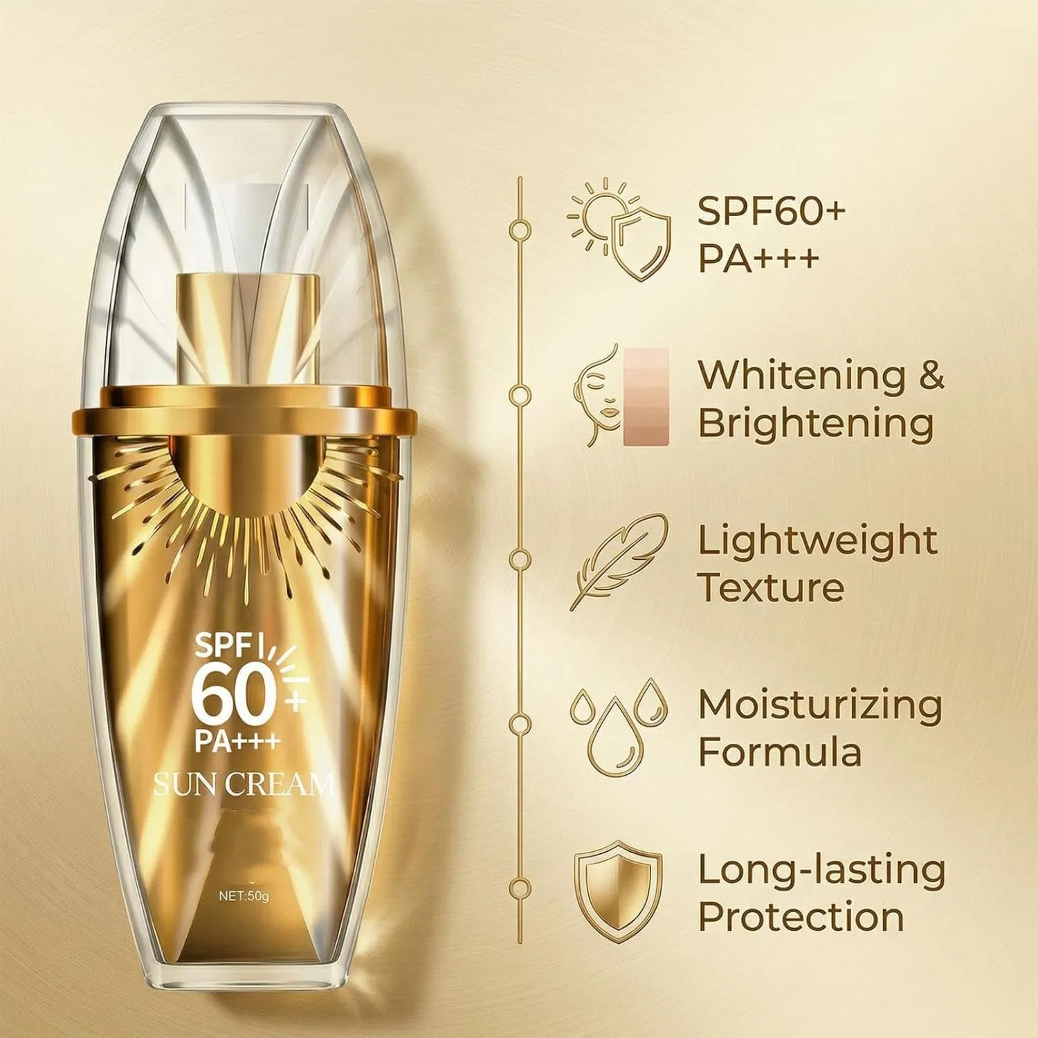 Солнцезащитный крем для лица SPF 60+ PA+++, 50 г, Generic — фото 2