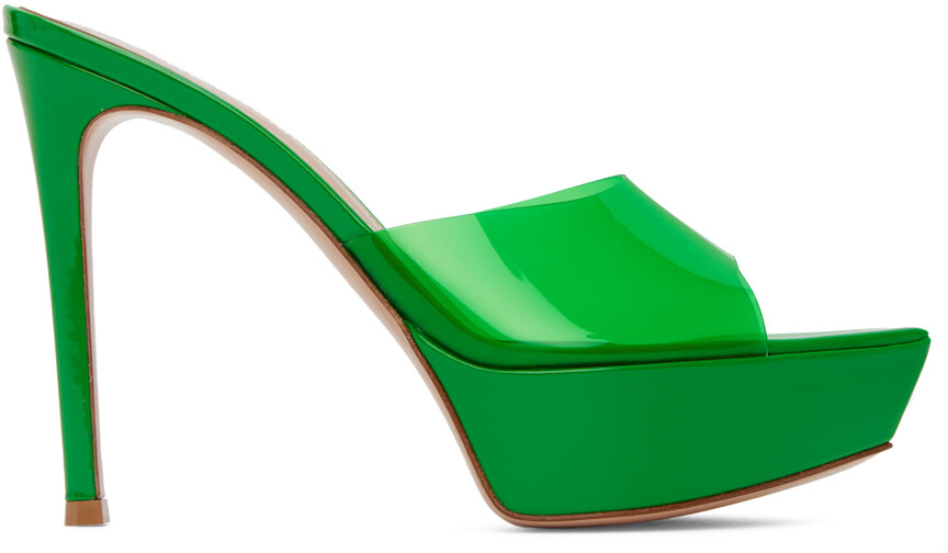 Зеленые босоножки на платформе Betty на каблуке Gianvito Rossi