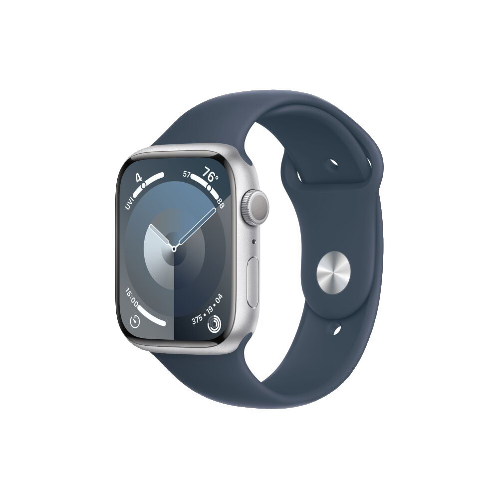 

Умные часы Apple Watch Series 9 (GPS), 45мм, Silver Aluminum Case/Storm Blue Sport Band - S/M, Серебристый, Умные часы Apple Watch Series 9 (GPS), 45мм, Silver Aluminum Case/Storm Blue Sport Band - S/M