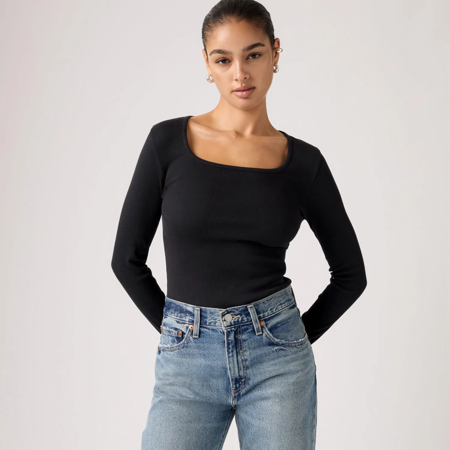 Женская футболка с длинным рукавом Essential Rib Slim Levi's, 2-Charcoal Night — фото 2