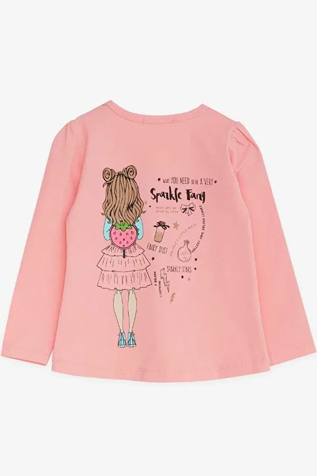 Детская футболка для девочек с длинным рукавом с принтом Girl'S long sleeve t-shirt printed 1-4 years Breeze, Salmon — фото 2