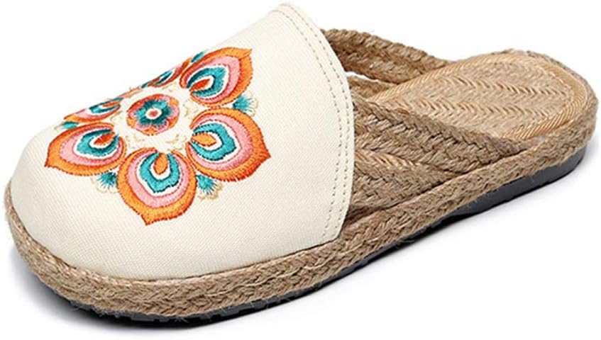 

Женские тапочки YXCKG, легкие льняные сандалии-тапочки, этнические вышитые туфли, балетки-тапочки для женщин, дышащие сандалии для дома и улицы, старинные пекинские тканевые туфли (Цвет: красный, Размер: EUR35)