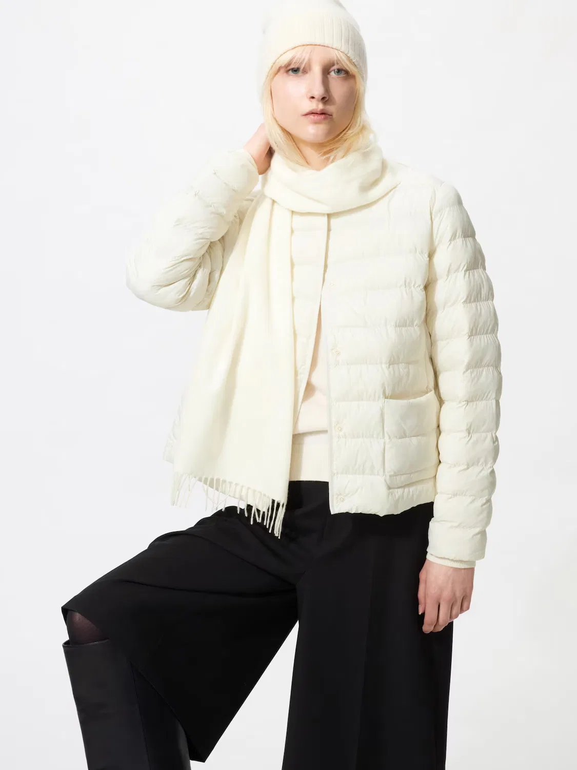 Куртка Uniqlo Pufftech, утепленная верхней одежда, кремовый