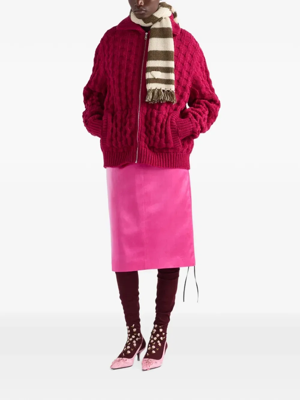 Шерстяной кардиган Prada, розовый — фото 2