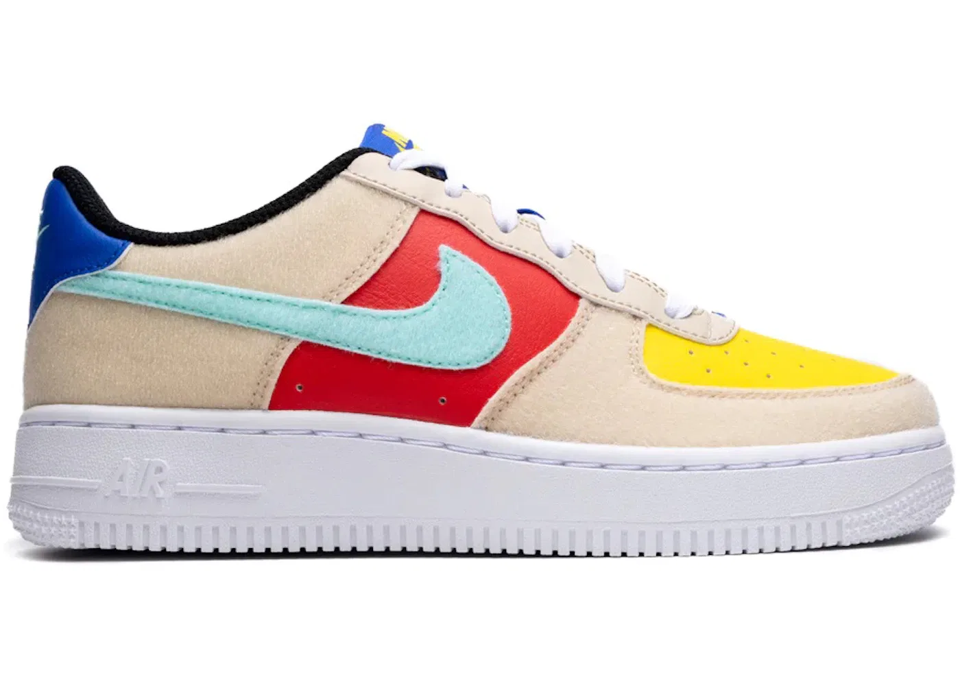 Детские кроссовки с липучками Nike Air Force 1 Low, Sanddrift/Emerald Rise/Track Red