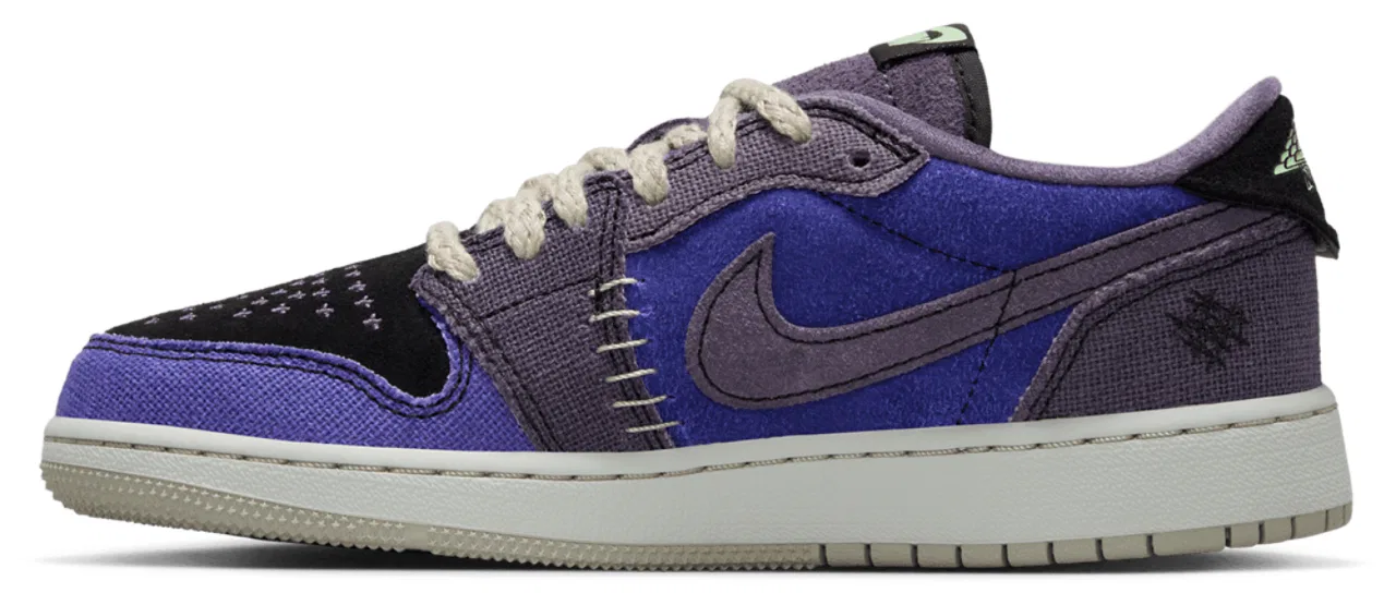 Кроссовки для мальчиков Retro 1 Low Jordan, цвет Black/Regency Purple/Vapor Green — фото 2