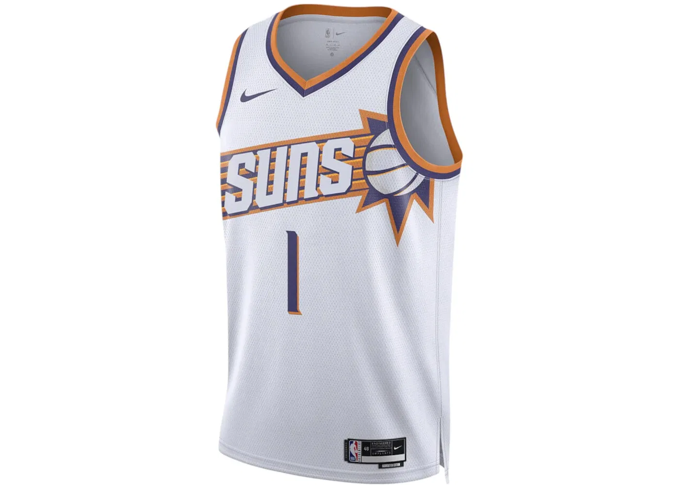 Мужская футболка с длинным рукавом Nike NBA Phoenix Suns Devin Booker Association Edition Dri-Fit Swingman Jersey, White/Purple