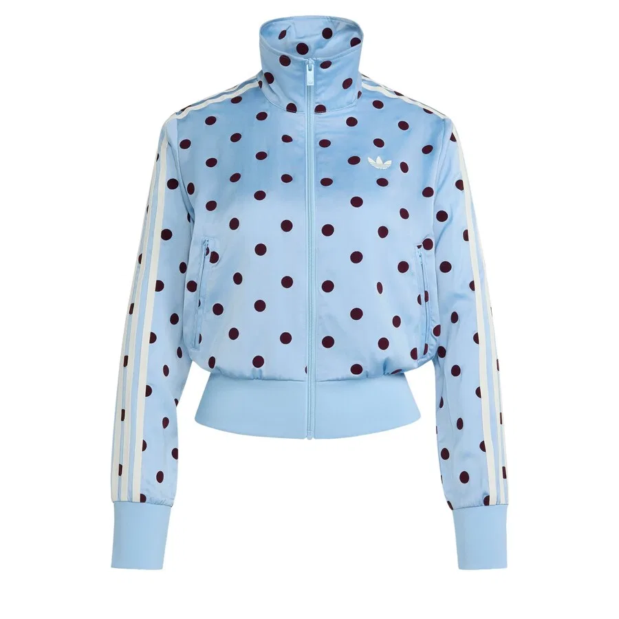 Худи на молнии ADIDAS ORIGINALS 'SATIN POLKA DOTS TT Track' пастельно-голубого цвета