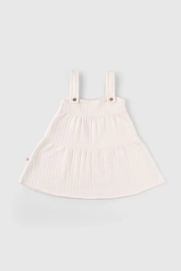 Детское платье для девочек с квилтингом Organic cotton quilted layered baby gilet dress Little Gusto, Nude Color — фото 3