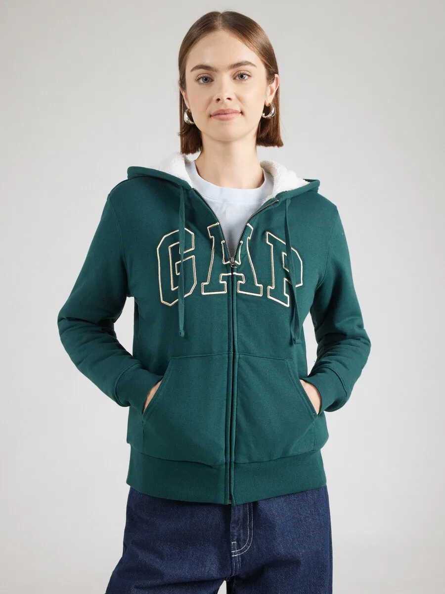 Толстовка на молнии GAP 'FRANCHISE HERITAGE' изумрудного цвета — фото 2