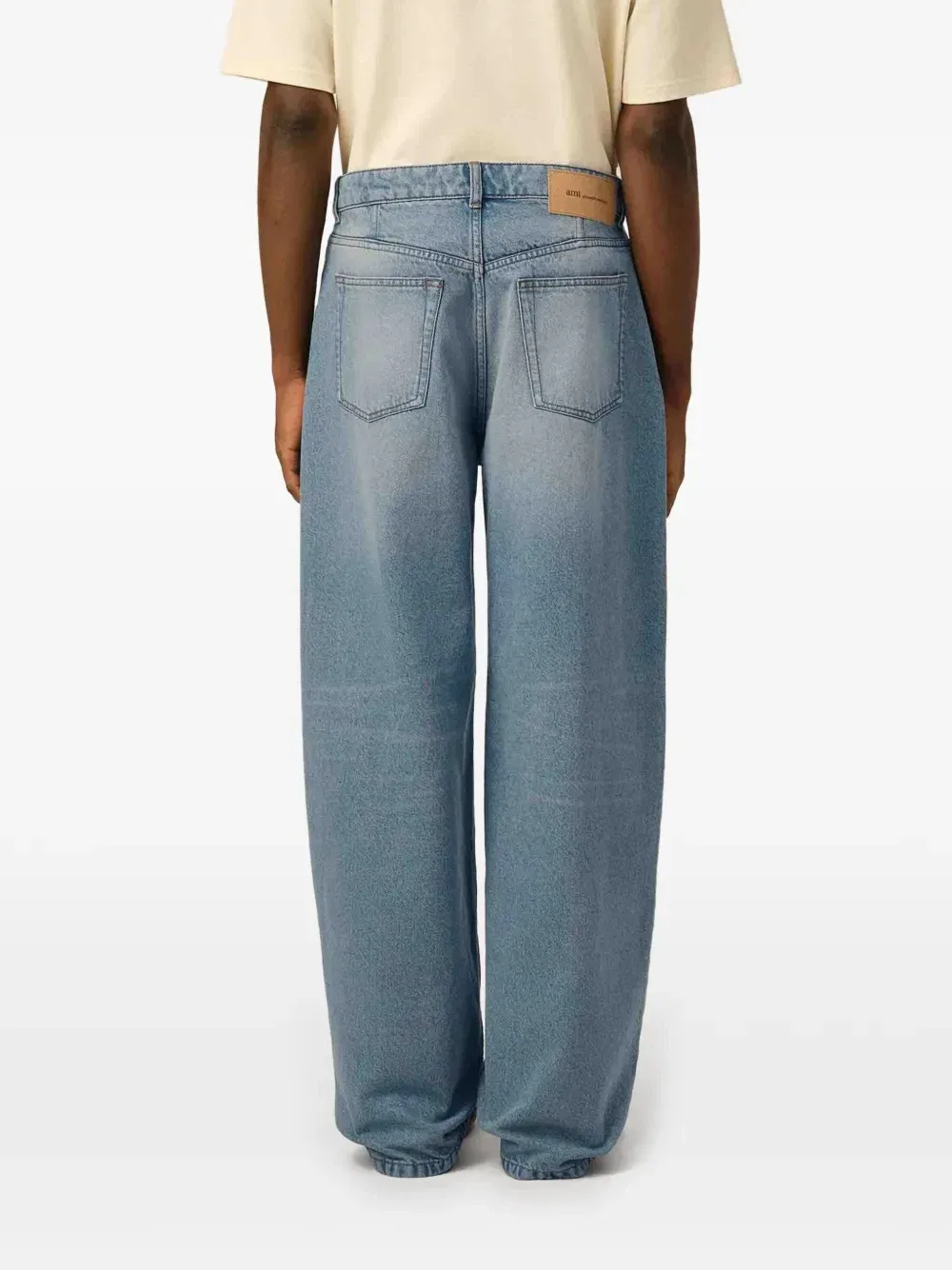 Мешковатые джинсы из хлопка AMI Paris, синий — фото 4