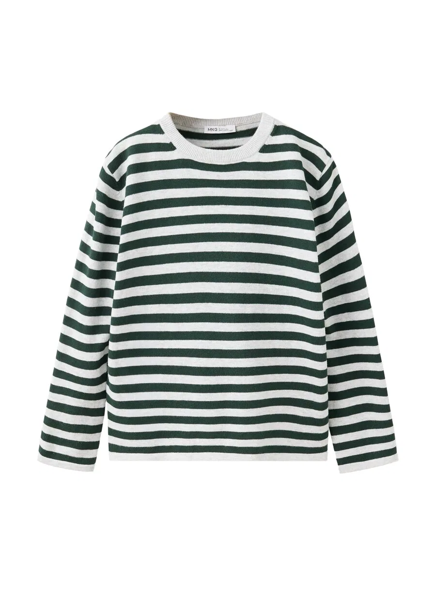Детский свитер MANGO KIDS 'WALLY' темно-зеленого и белого цвета