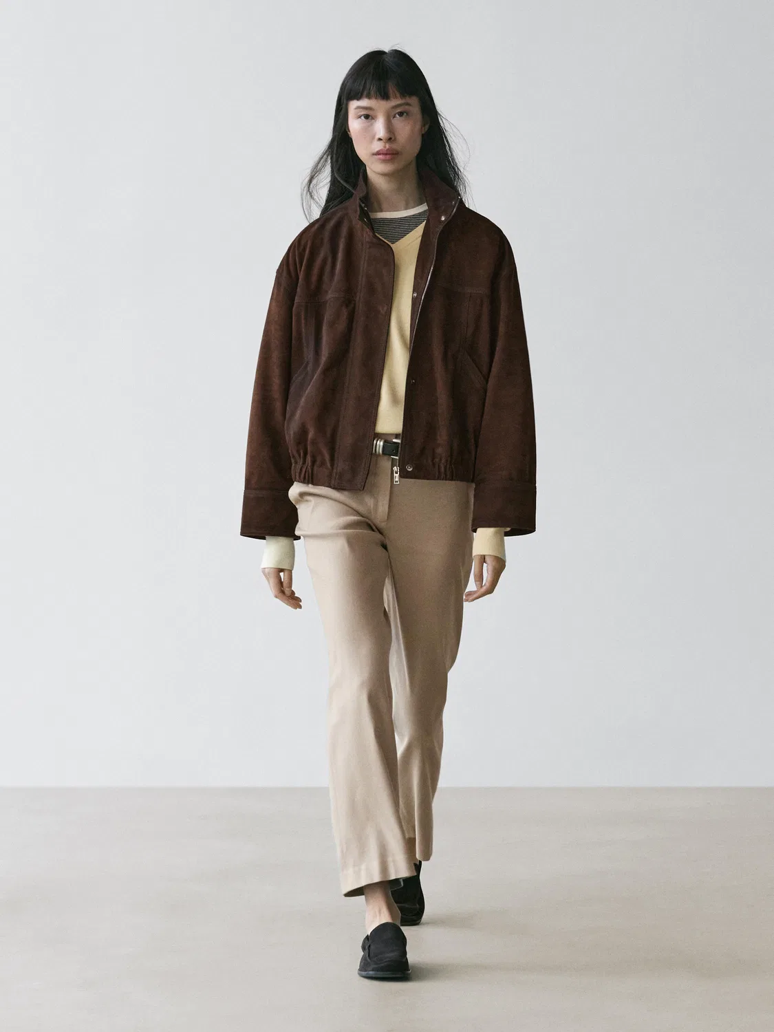 Брюки прямого кроя из смесовой льняной ткани Massimo Dutti, бежевый