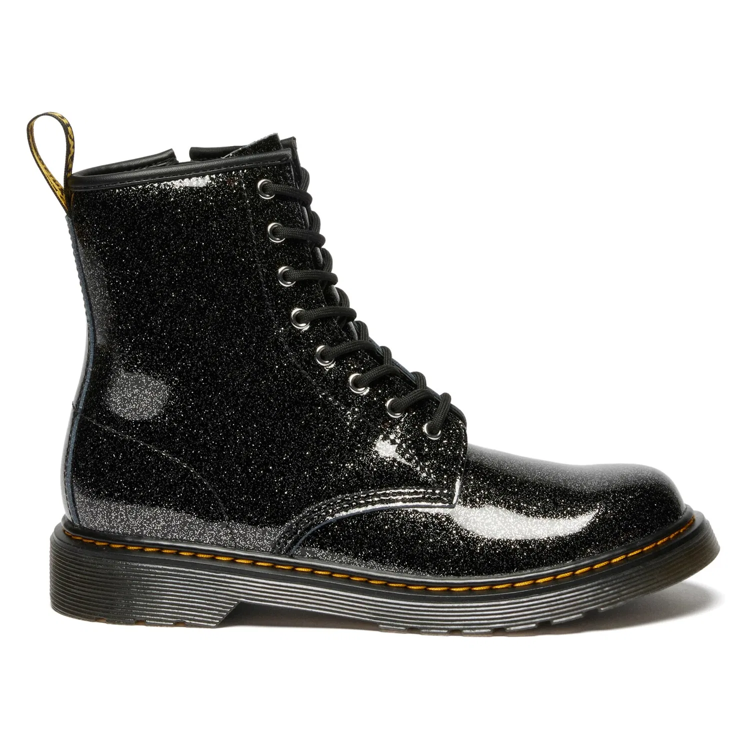 Детские ботинки Dr. Martens 1460 Kinder SOFTY T на шнуровке с молнией, кожаные, Black-Silver — фото 4