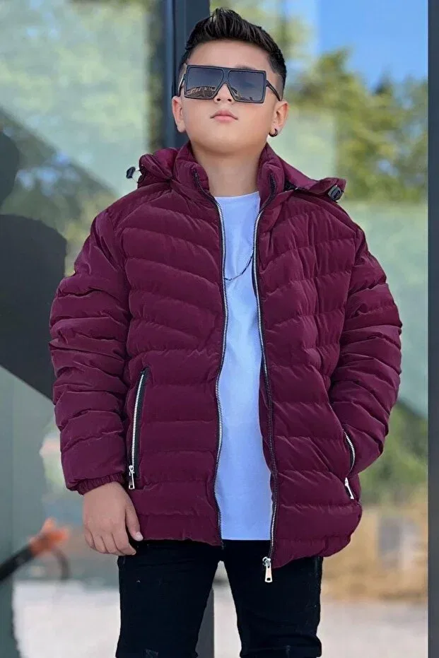 Детский зимнее пуховик для девочек с капюшоном Zaziko Kids, Burgundy