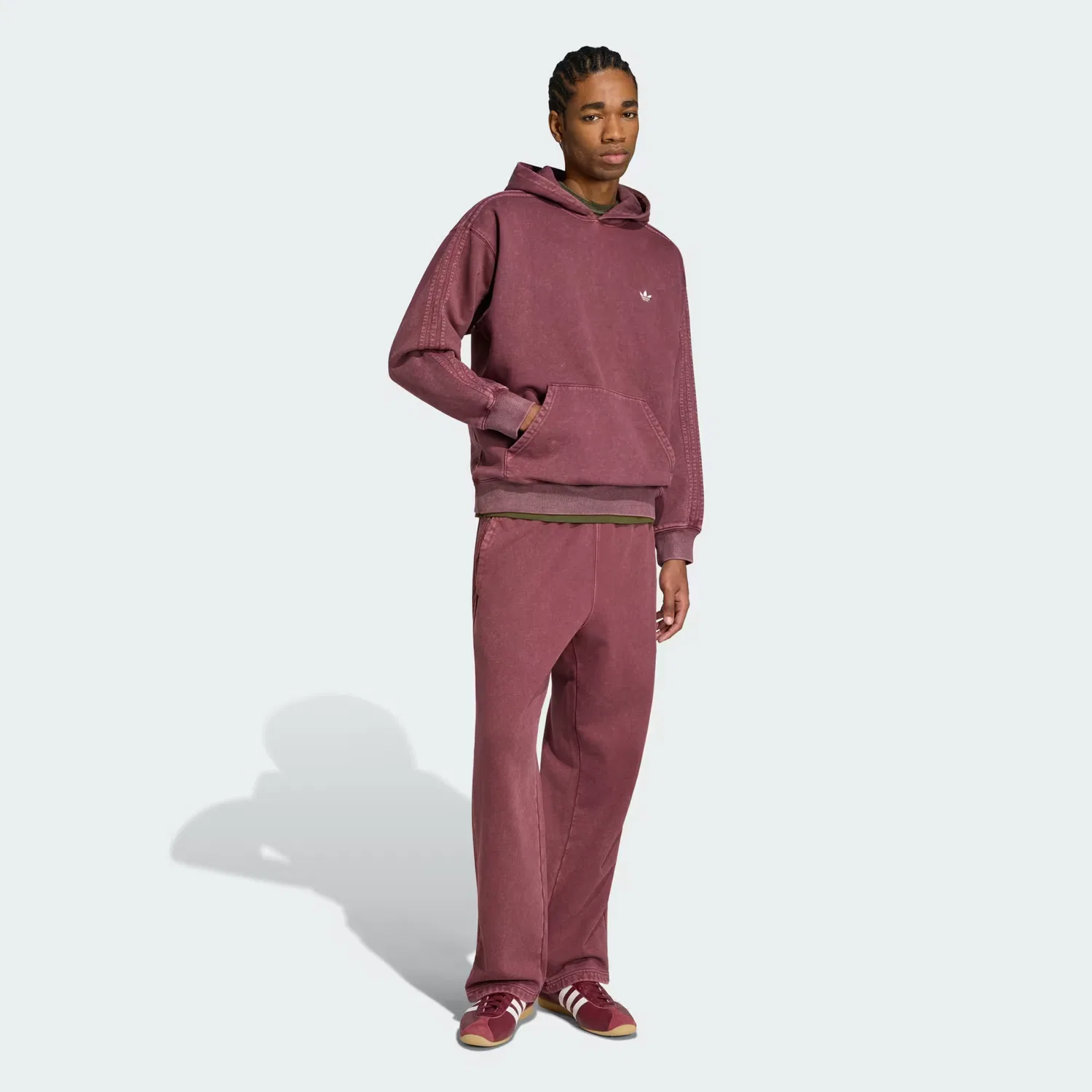 Мужские спортивные брюки свободного кроя с начесом TREFOIL ESSENTIALS Adidas Originals, бордовый — фото 3