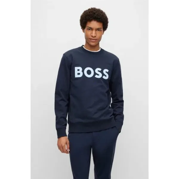 Свитшот с принтом флок, Boss, черный