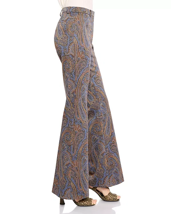 Женские брюки с принтом Paisley Flared Pants Etro, Multi Color/Blue — фото 4