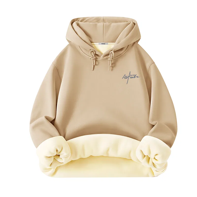 Детское худи с капюшоном на флисе Khaki MINISO, Heavyweight Fleece-Lined Hooded