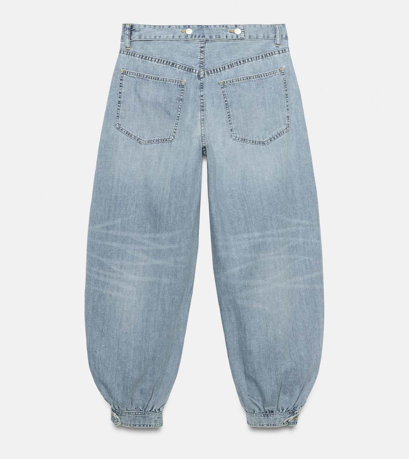 Джинсы Zara TRF Mid-Rise Balloon, светло-синий — фото 3