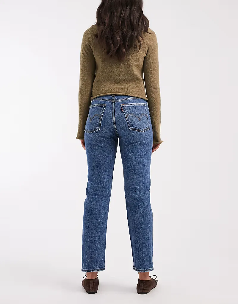 Джинсы Levi's Wedgie Straight Denim среднего, синий — фото 3