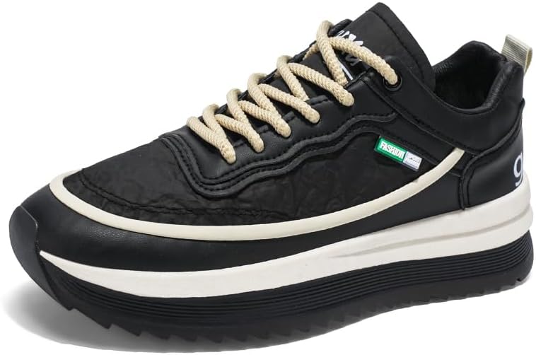 

Мужские модные повседневные спортивные кроссовки с толстой подошвой, противоскользящие, на шнуровке, низкие, для бега, подходят для ежедневной носки и прогулок Igzbibg, черный