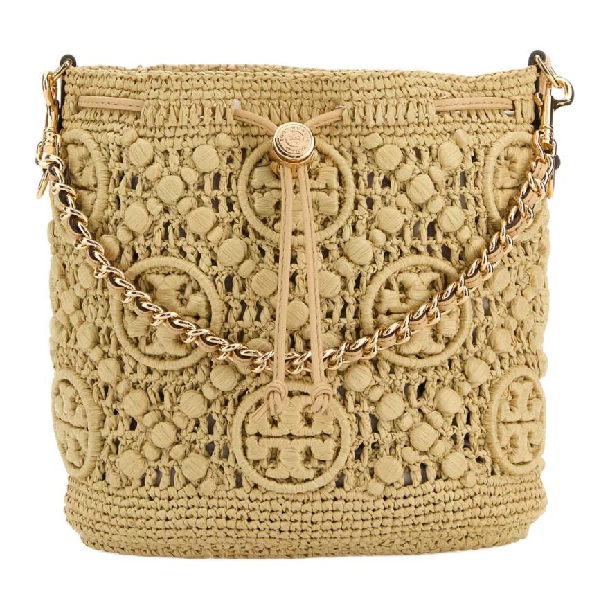 

TORY BURCH Женская сумка через плечо из рафии бежевого цвета
