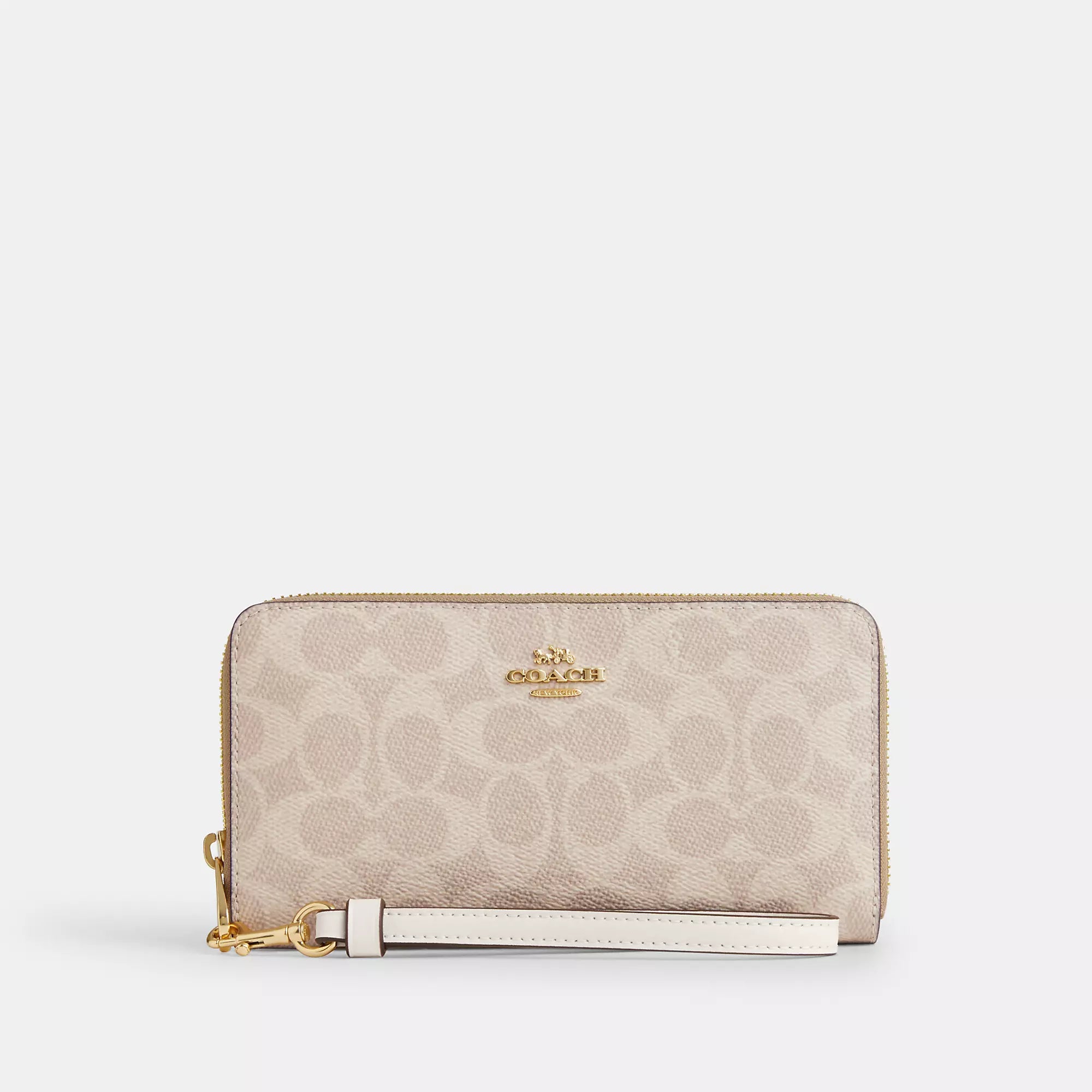 

Длинный кошелек Coach Outlet на молнии из фирменной ткани, цвет gold/sand/chalk