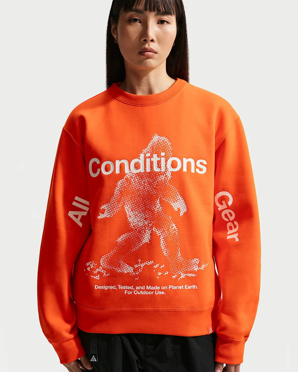 Мужская флисовая кофта Nike ACG "Tuff Fleece" Therma-FIT с круглым воротом, Safety Orange — фото 2