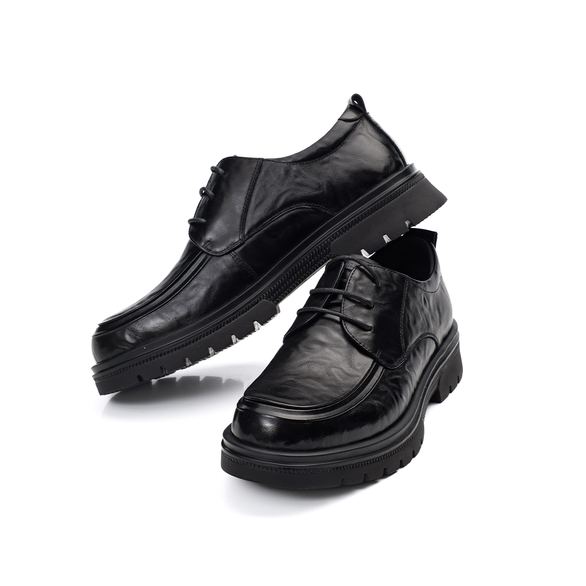AQUASCUTUM Повседневные кожаные туфли мужские низкие черные, цвет Black — фото 4