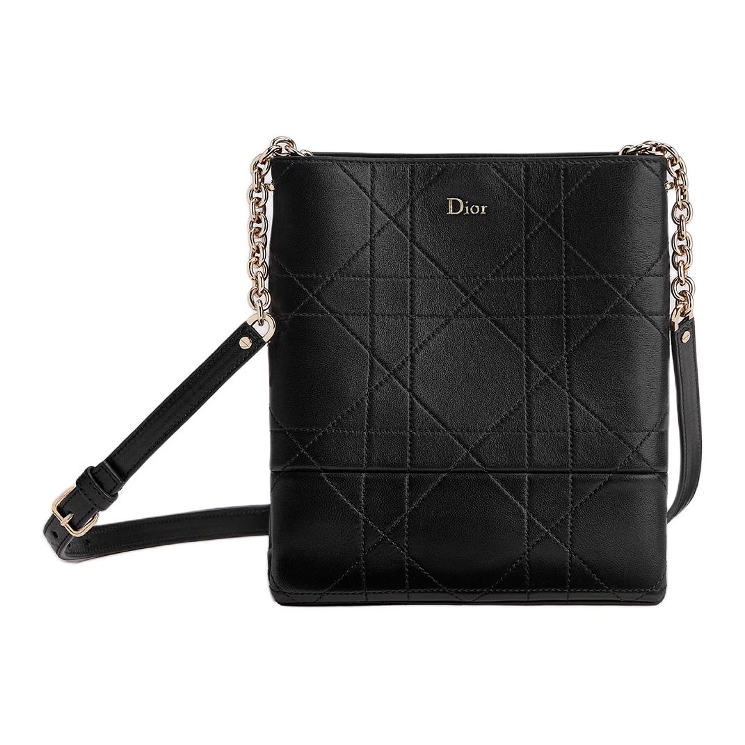 

DIOR Женская маленькая сумка через плечо из овчины черная