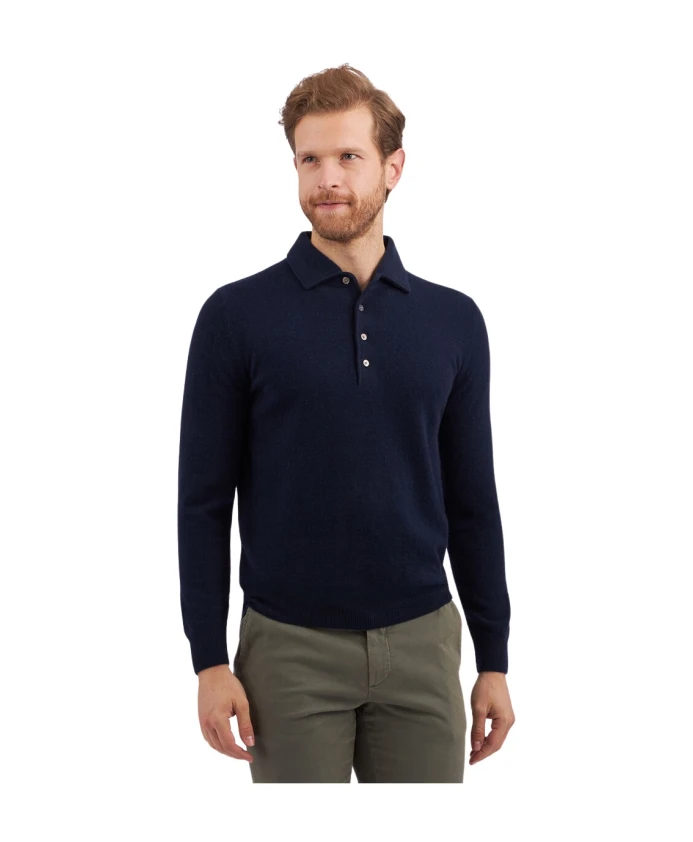 

Свитер-Поло из смесовой шерсти и кашемира Mariner Brooks Brothers, синий