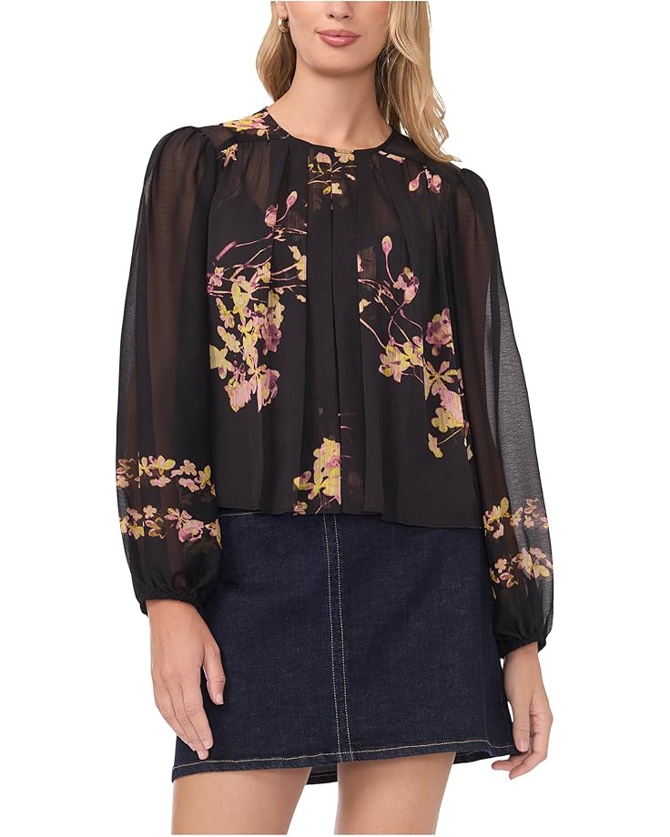 

Женская блузка Vince Camuto Round Neck Shirring Front Long, Rich Black