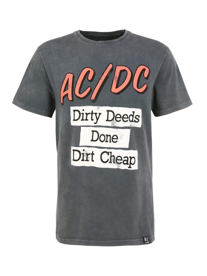 

Футболка Re:Covered T-Shirt ACDC Dirty Deeds Done Cheap Washed Grey, серый