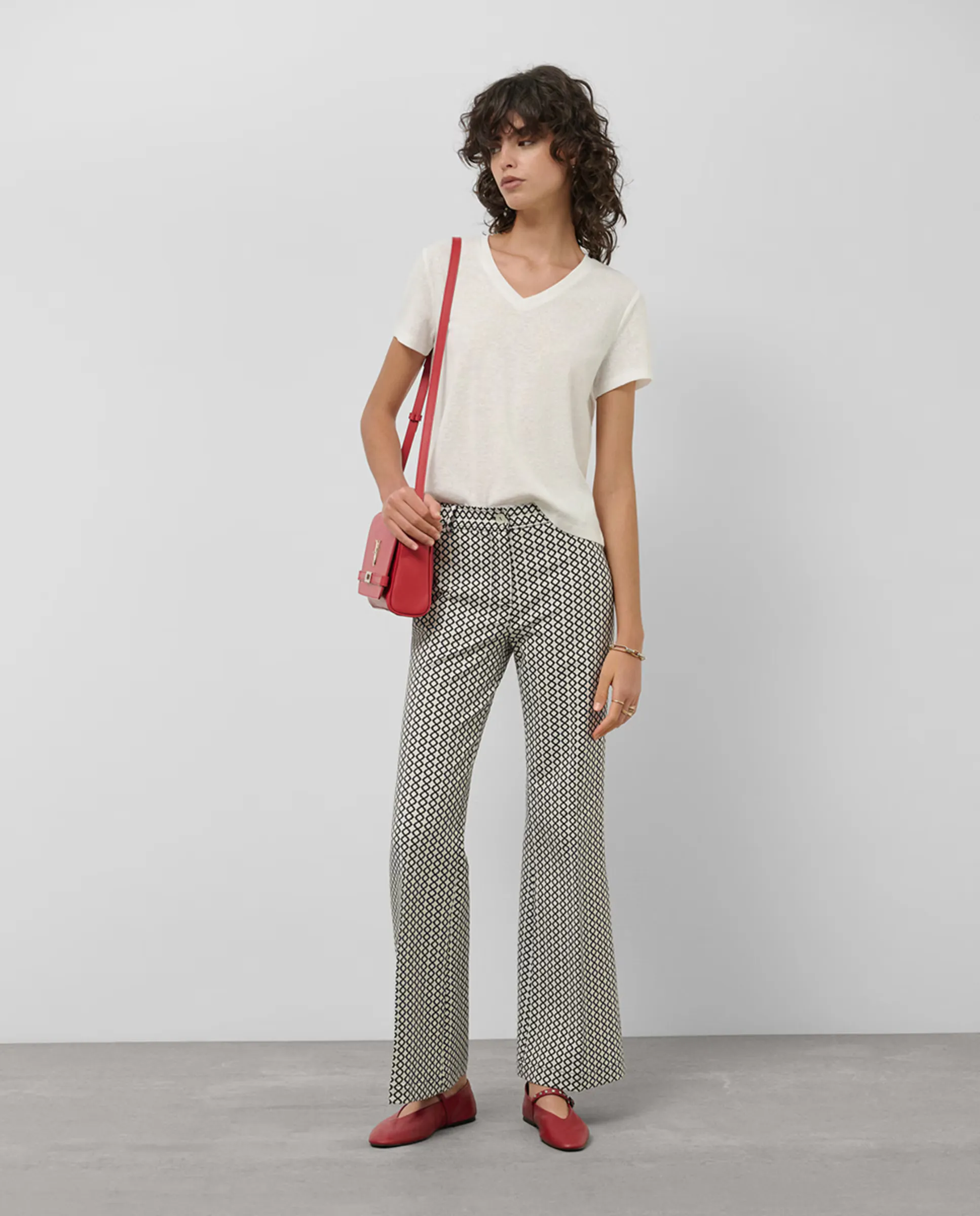 

Женские прямые брюки с геометрическим жаккардом Roberto Verino, черный