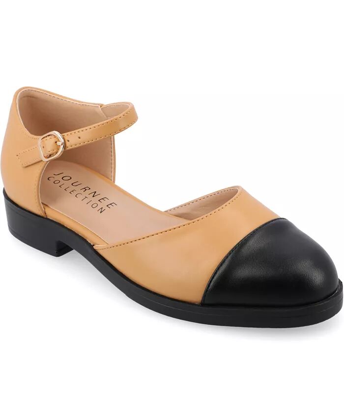 Женские балетки Tesley Cap Toe Journee Collection, коричневый/бежевый