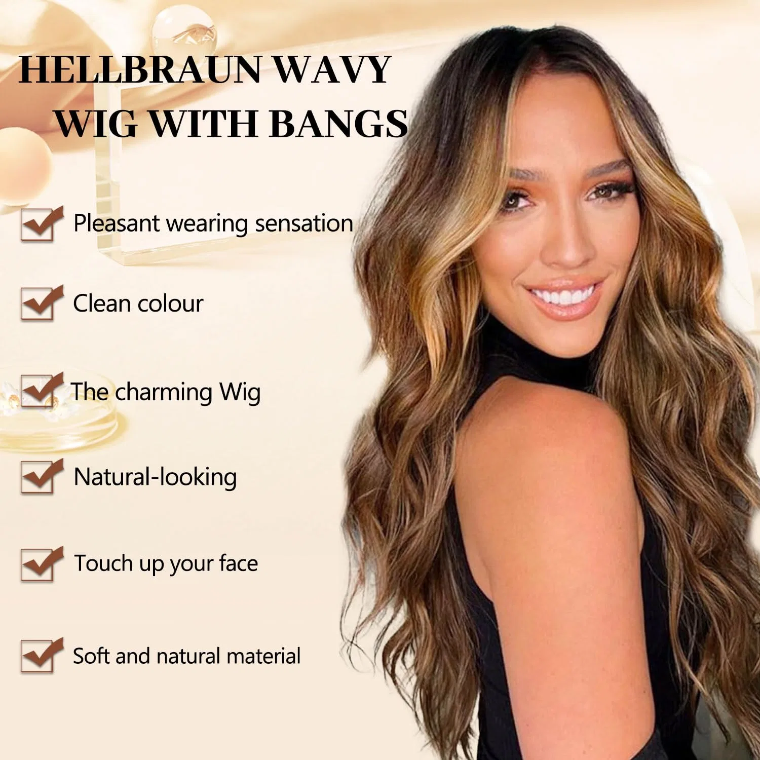 Длинный волнистый парик из синтетического волокна Fulang Hair, Brown With Gold — фото 3